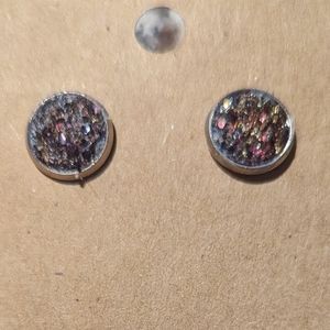 Dark brown sparkle stud earrings